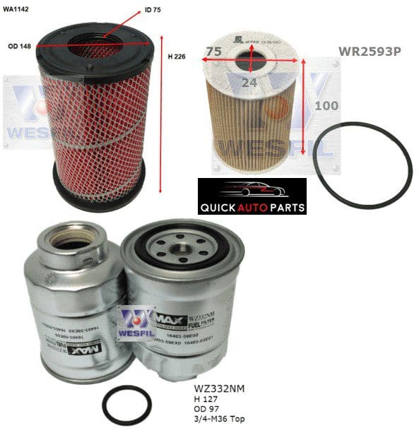 Filter Service Kit for 3.0L Diesel Nissan Navara D22