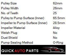 Water Pump for Holden Colorado 2.4L Petrol